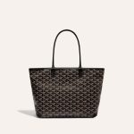 Goyard Goyardine Artois Tote PM Black Canvas & Chevroches Calfskin Palladium Hardware